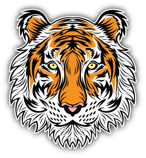 3/'/' or 5/'/' White Tiger Realistic Head Animal Car Bumper Sticker Decal