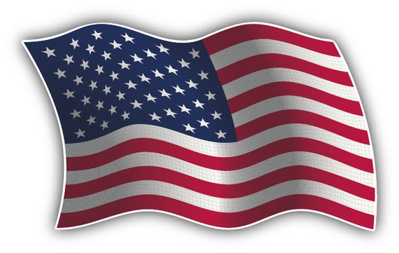 wavy Bumper Sticker American Flag