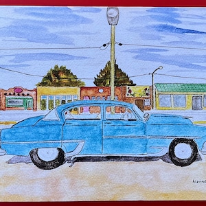 1954 Chevy, Mountainair, Nouveau-Mexique, carte de correspondance pliée/vierge