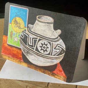 Mimbres Pottery, Medicine Card, Folded and Blank Notecard