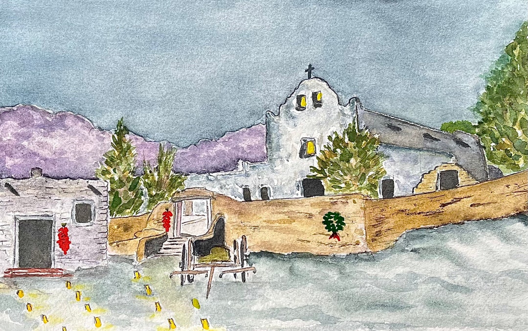 Blank Notecard, Christmas, Laguna Church, New Mexico Etsy