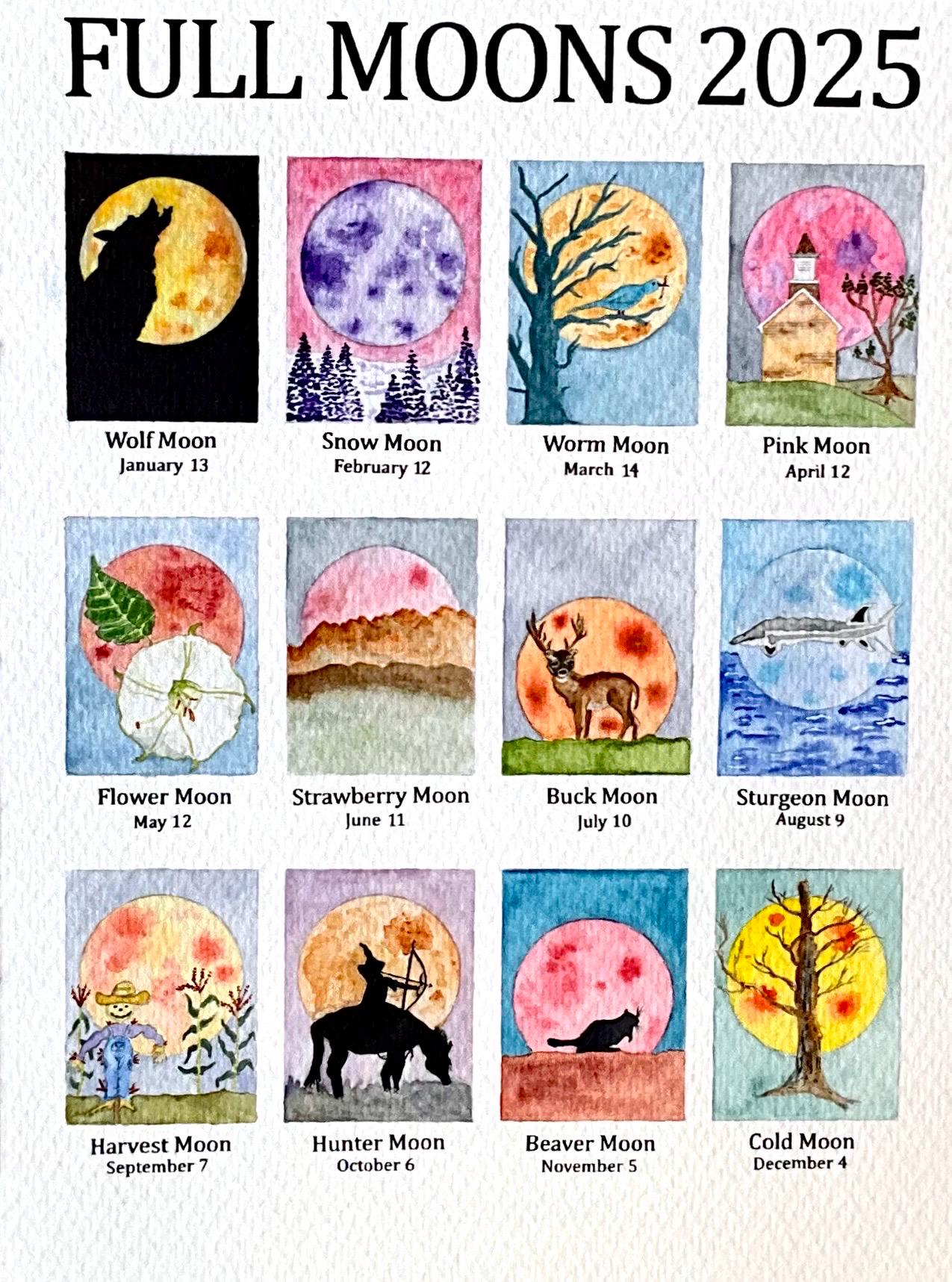 2025 Full Moons Watercolor Print Etsy 2025 Full Moons Watercolor Print Etsy