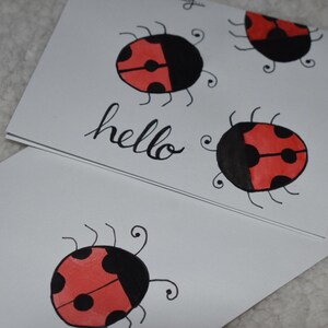 Watercolor Ladybugs &quot;Hello&quot; Greeting Card