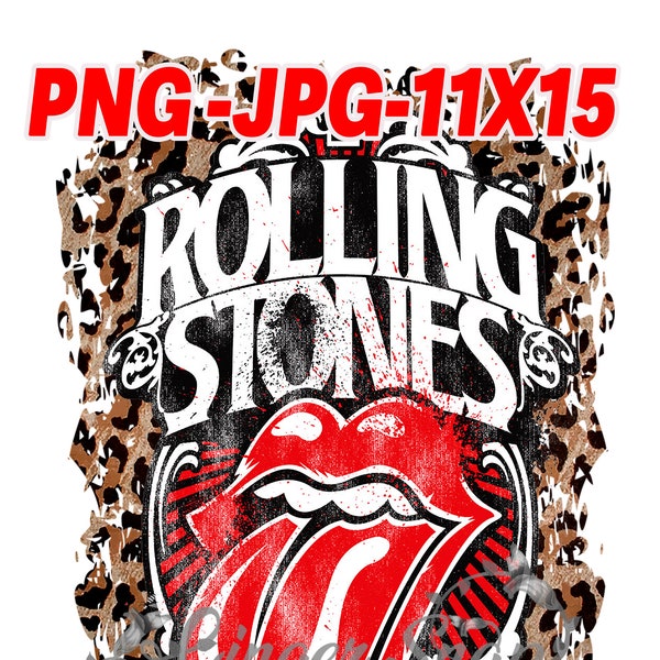 Leopard Rolling Stones Cover png| Sublimation design | JPEG | Digital Download | lips | Digital Art |  PNG | graphic |leopard