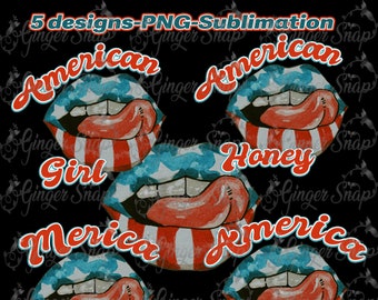 Patriotic Sexy Lips Sublimation PNG |Sublimation | Digital Download | Printable Art | 4th July| American Girl | Merica | American Flag