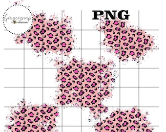 Distressed Pink Leopard Patch PNG, Parches de sublimación, Leopard Print, Leopard patches, Distressed Leopard, PNG, parches de guepardo