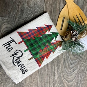 Custom Christmas Dish Towels-buffalo Plaid Christmas Kitchen - Etsy