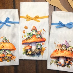 Autumn Mushroom Kitchen Towels (set of 2) - LINOROOM 100% LINEN