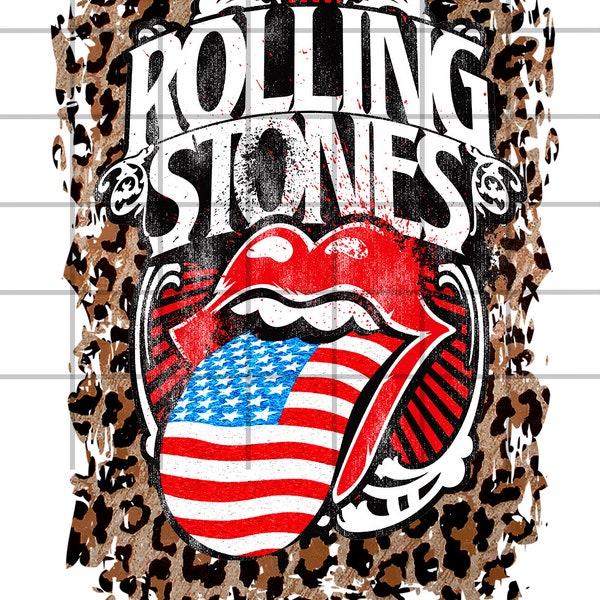 Leopard Rolling Stones Cover png| Sublimation design | JPEG | Digital Download | lips | PNG |graphic |leopard | Patriotic lips | 4th of July