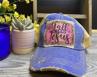 Distressed Trucker hat, Farm Girl cap, Unisex trucker Cap, Vintage Cap, Weathered Cap, Small town girl