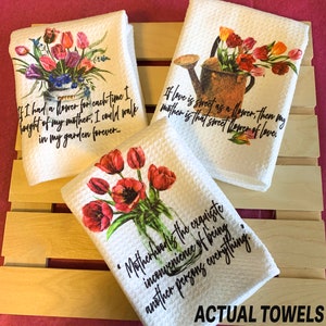 Tulips Kitchen Towels-Spring Flower Towels Gift for Mom-Grandma-Sister-Summer Dish Towels-Kitchen Dish Towel Mothers Day gift Dish-custom image 5