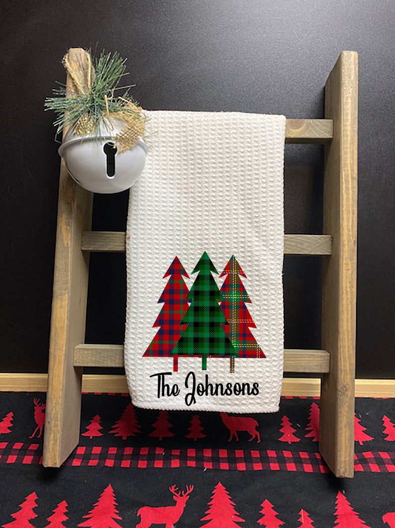 Custom Christmas Dish Towelsbuffalo Plaid Christmas Kitchen Etsy