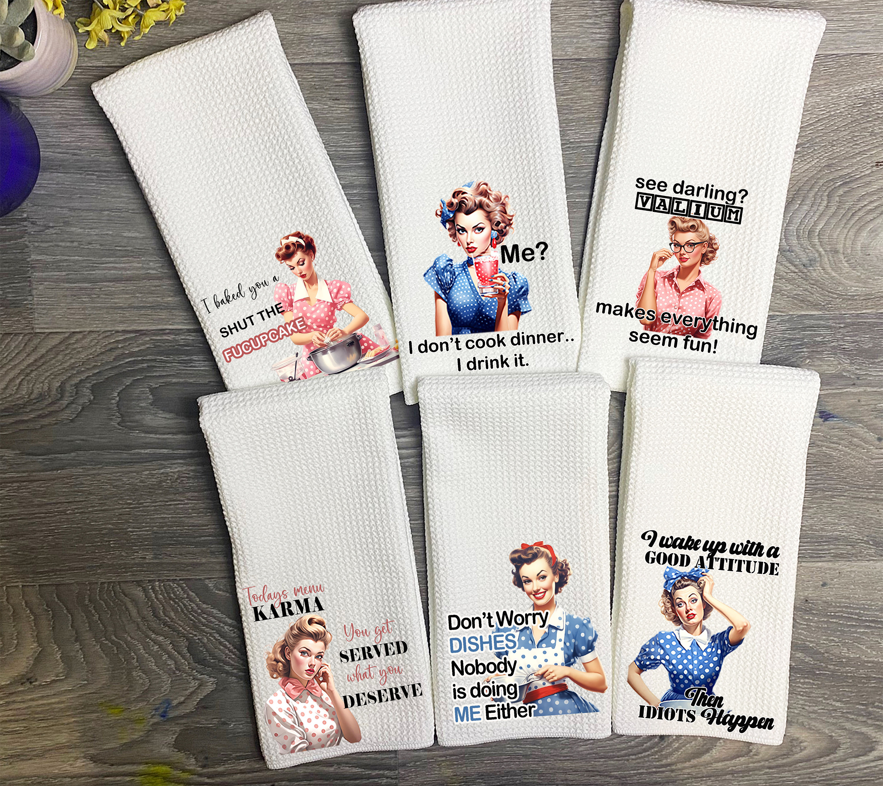  Vastsea Funny Kitchen Towels Set-Funny Flour Sack Dish Towels  Decorative Set with Saying,Tea Towels,Funny Hand Towels Set of 4,New Home  Gifts,Housewarming Gift for Women Hostess,White : Home & Kitchen