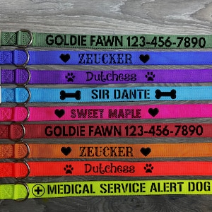 Personalized Dog Collar - Custom Dog Collar=-Customized Dog Collar-Custom Printed Dog Collar-Medical Alert Dog Collar-Service Dog Collar