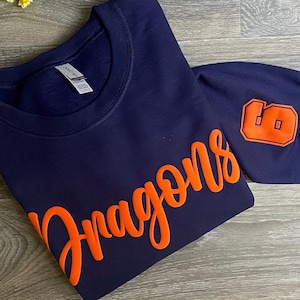 Custom team name Sweatshirt, Mascot Sweatshirt, Puff Print, Embossed Print, School team sweatshirt, School Spirit Sweatshirt,Team spirit