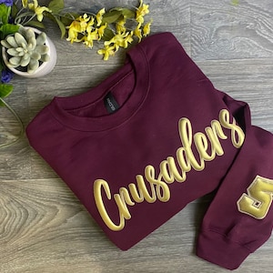Team name Sweatshirt, Mascot Sweatshirt, Puff Print, Embossed Print, School team sweatshirt, School Spirit Sweatshirt,Team spirit sweatshirt