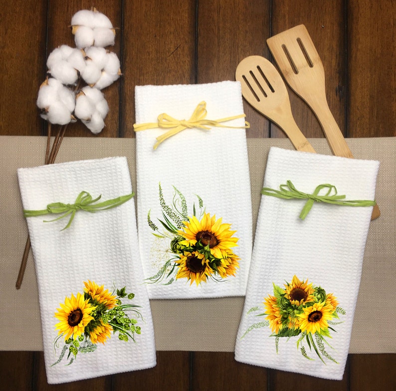 Sunflower Kitchen Dish TowelsCustom Dish Towels Summer Dish Etsy