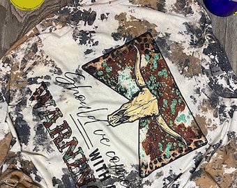 Bleached T-shirt | Should've come with a warning| Country Music| Distressed Tee | Cowhide Bleached Tee| Popular now |Wallen