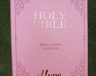 Pink KJV Large Print Full Size Bible With Tabs Personalized Name and Free Shipping