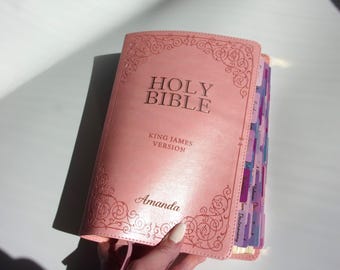 Engraved Pink Personalized KJV Large Bible With Tabs Christian Daughter Wife Mom Mothers Day Christmas Gift