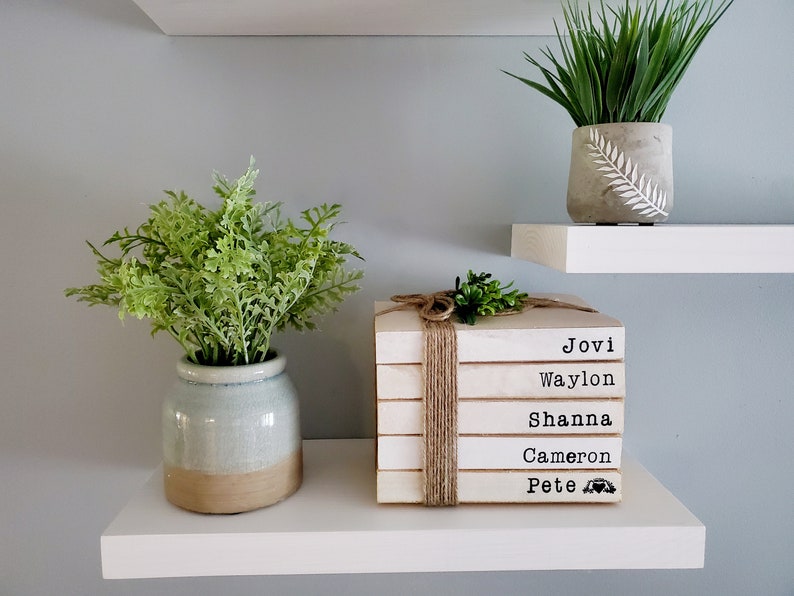 Personalized Stamped Books Farmhouse Books Custom Stacked Name - Etsy