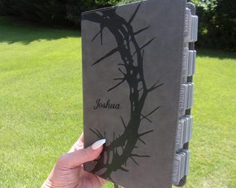 Personalized Engraved Bible Gray Black CSB Bible Christian Birthday Gift Husband Fathers Day Christmas With Optional Tabs