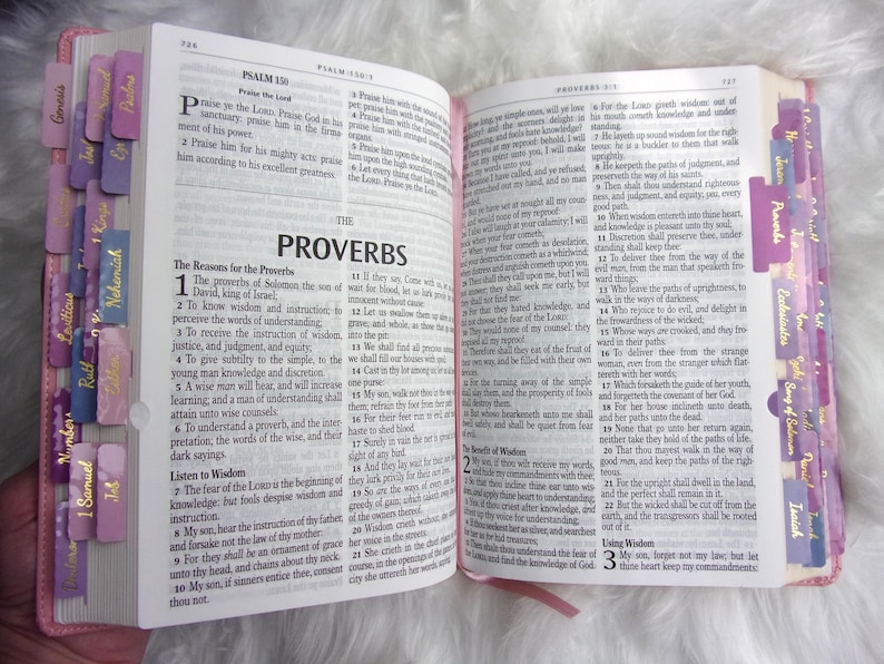 Personalized Bible With Tabs And Name On Cover, Pink Cover And Colored Tabs KJV Large Print Full Size Bible With Free Shipping immagine 3
