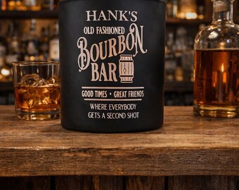 Engraved Alcohol Candle: Soy Wax Scented Candle, Home Bar Gift