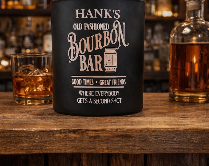 Engraved Alcohol Candle: Soy Wax Scented Candle, Home Bar Gift