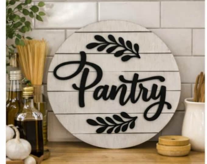 Laser Cut Plywood Pantry Sign | Farmhouse Kitchen Decor