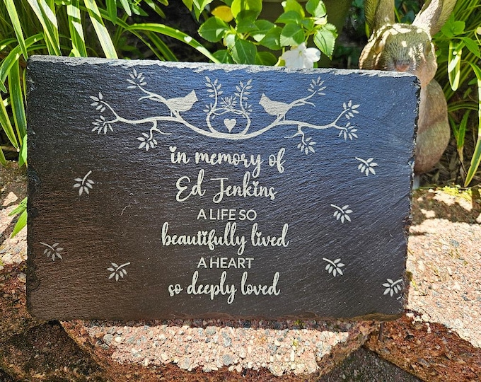 Personalized Memorial Tile | Memorial Slate | Condolence Gift | Bereavement | Engraved Slate | Memorial Garden | Cemetary Stone | Sympathy