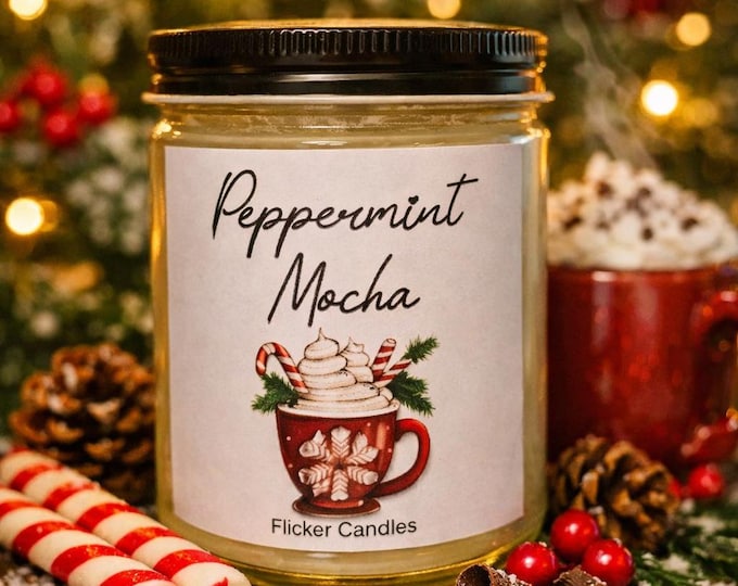 Candles | Christmas Candle | Soy Candle | Scented | Holiday | Mocha Mint