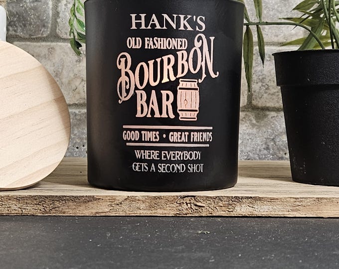 Engraved Alcohol Candle: Soy Wax Scented Candle, Home Bar Gift