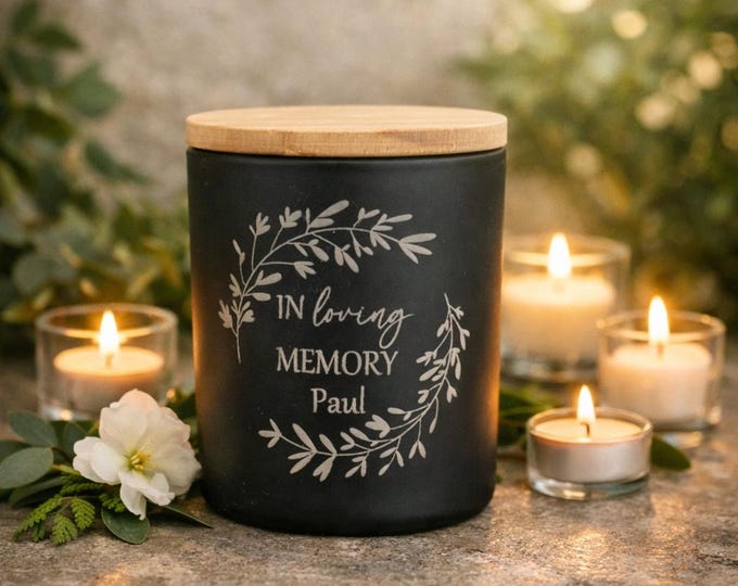 Sympathy Candle Gift: Engraved Memorial Soy Candle