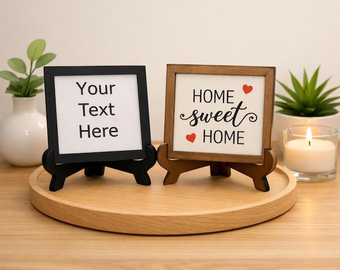 Personalized Framed Mini Wood Sign | Tiered Tray Decor | Make Your Own Sign | Wood Signs
