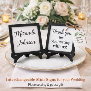 Wedding Custom Interchangeable Mini Wood Sign | Change your artwork |Wedding favors | Wedding table settings | Swap in new photos