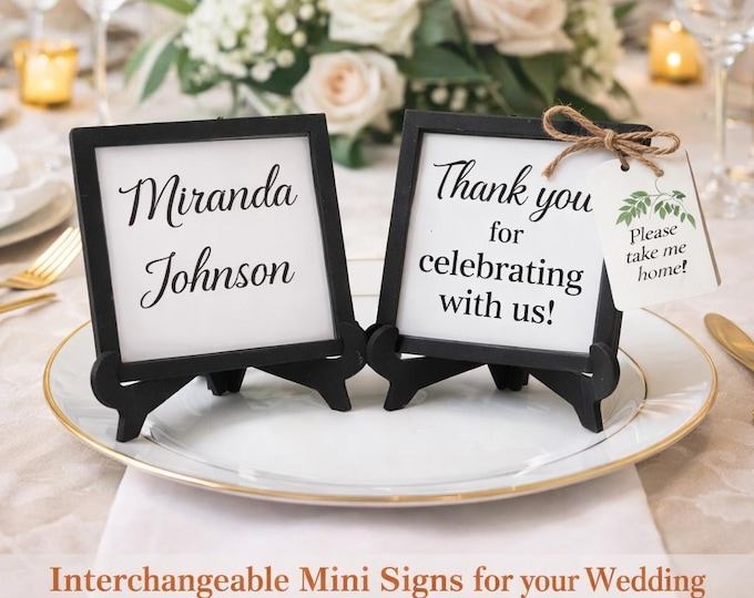 Wedding Custom Interchangeable Mini Wood Sign | Change your artwork |Wedding favors | Wedding table settings | Swap in new photos