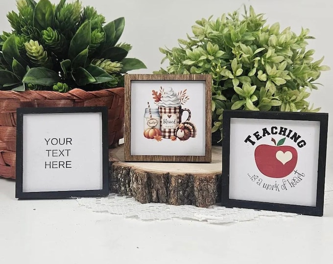 Personalized Framed Mini Wood Sign | Tiered Tray Decor | Make Your Own Sign |
