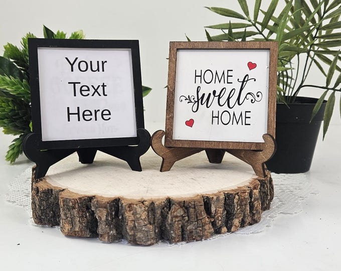 Personalized Framed Mini Wood Sign | Tiered Tray Decor | Make Your Own Sign | Wood Signs