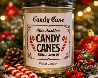 Candles | Christmas Candle | Soy Candle | Scented | Holiday | Candy Cane