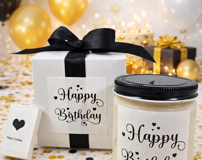 Birthday Candle |Soy Candle | 9 oz Jar| Gift Box| Matches | Gift set | family | friend | co-worker |