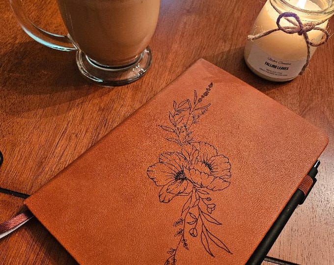 Journal | Personalized Faux Leather Journal | Laser Engraved A5 160 Page Notebook | Gifts For Her