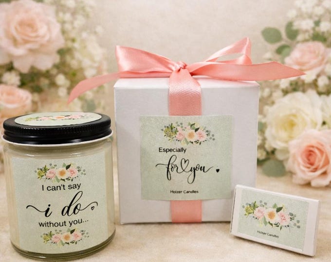 Wedding party candle set |Soy Candle | 9 oz Jar| Gift Box| Matches | Bridesmaid | Maid of Honor