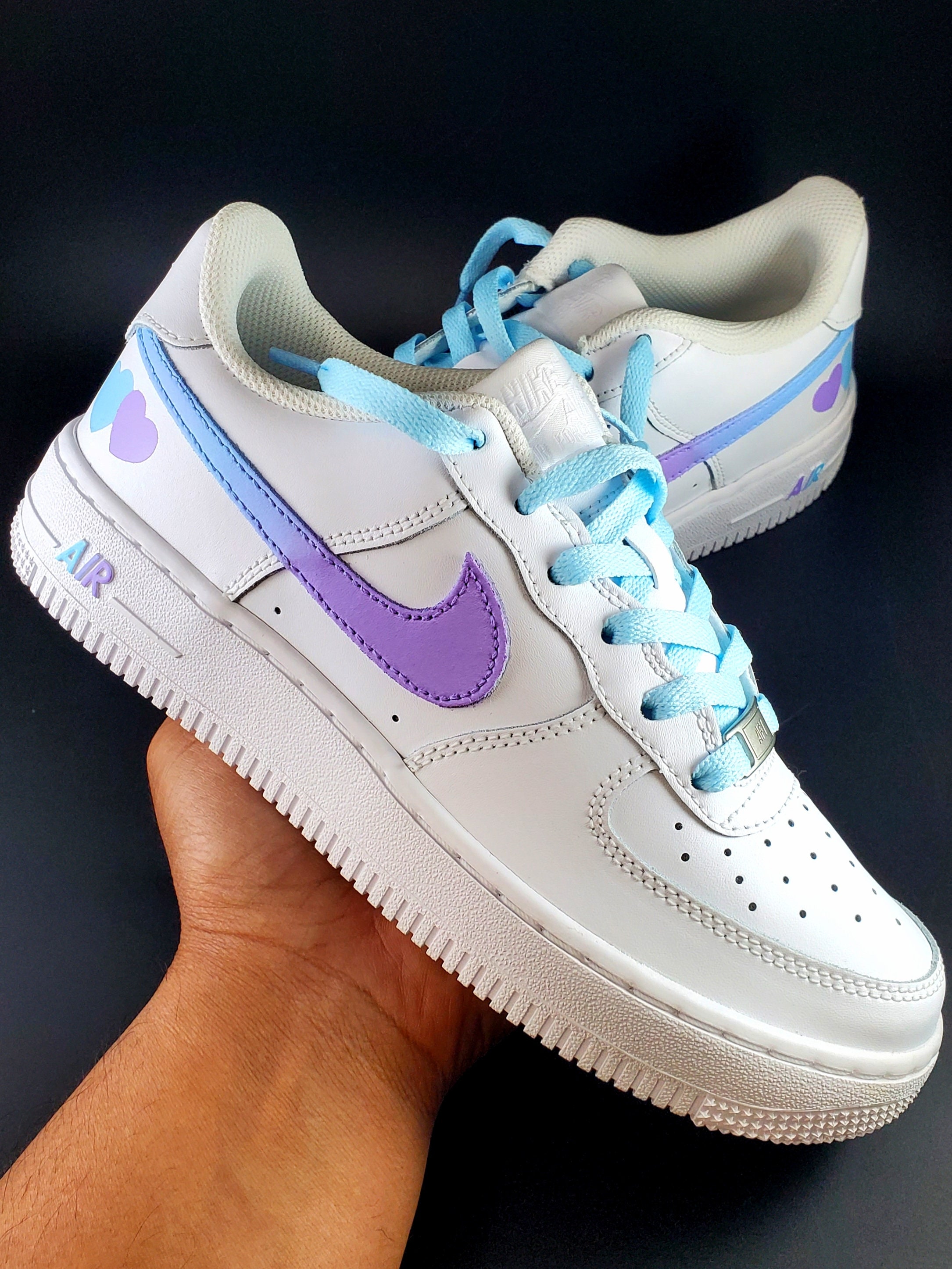 Custom Hand Painted Ombre Gradient Black Nike Air Force 1 – B