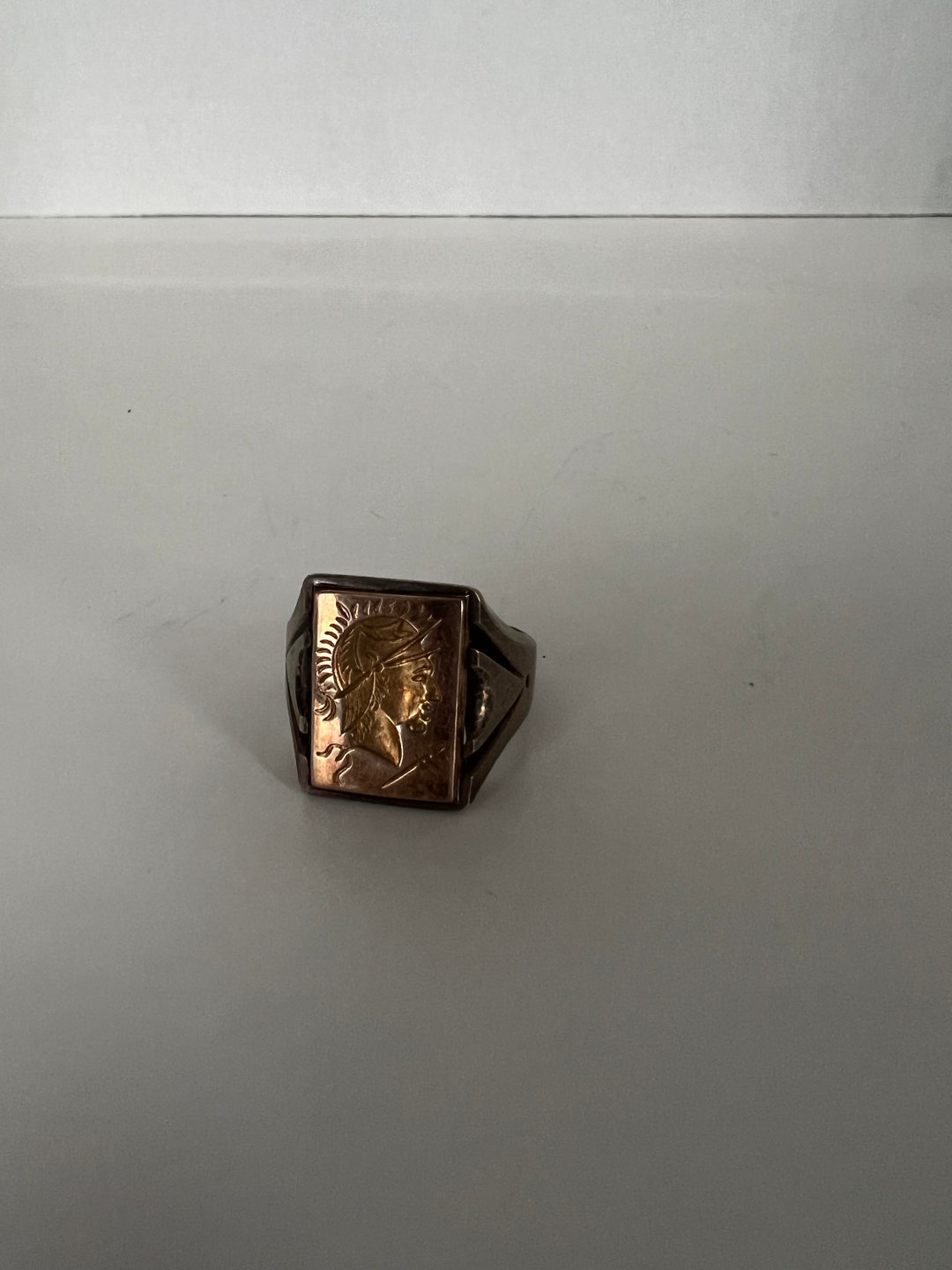 Antique Men’s Silver Gold Roman Soldier Ring - Etsy