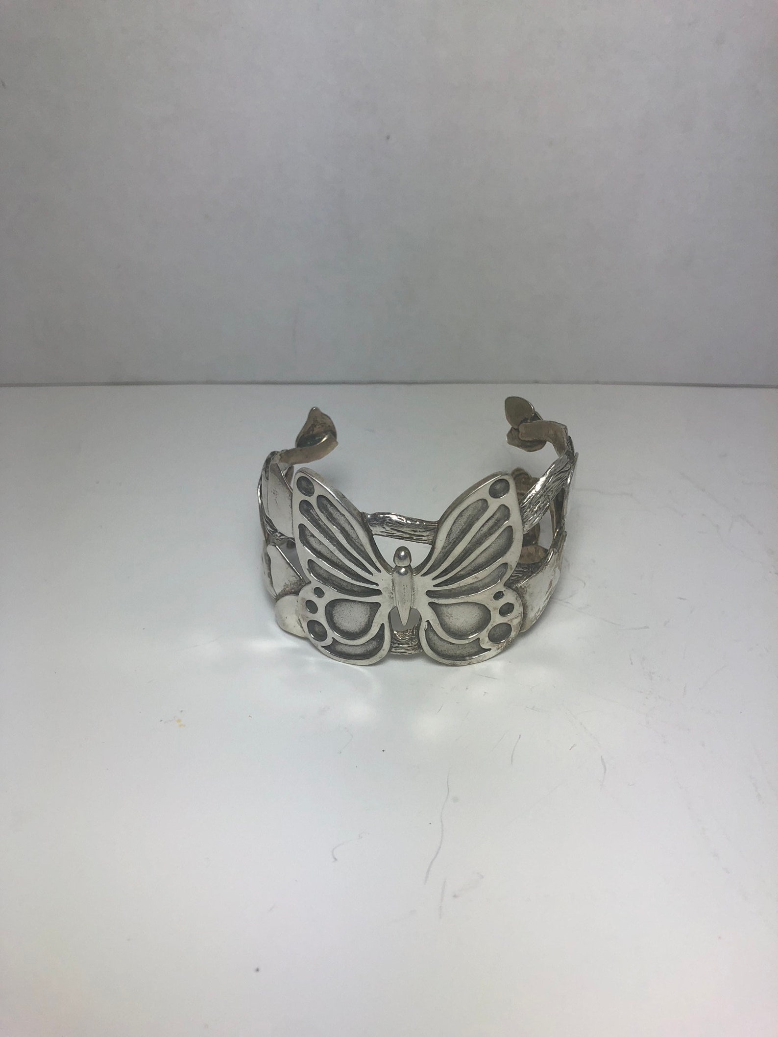 Silver Vintage Butterfly Cuff Bracelet Etsy UK