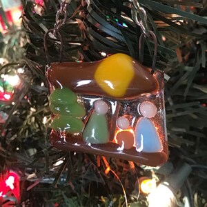 Christmas Ornament, Nativity scene, Fused Glass, Baby Jesus, Mary, Joseph, Holy Family, Gift, Decoration