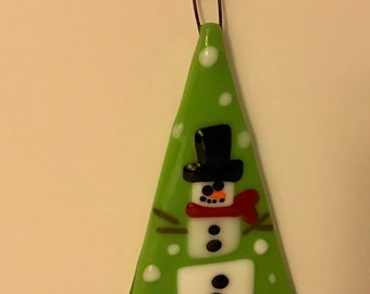 Christmas Ornament, Fused glass, Christmas tree, Snowman, colorful, decoration, ornament, fun, gift