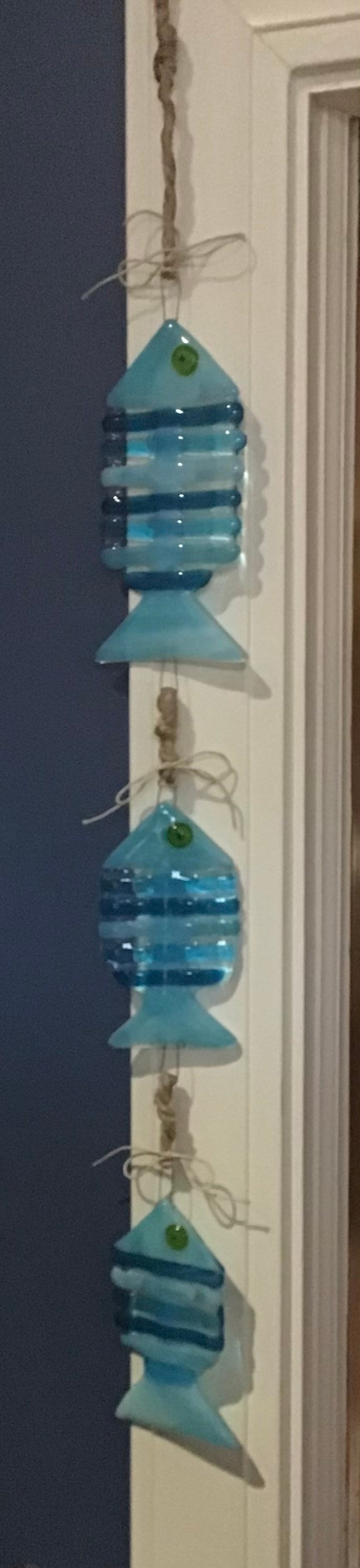 Spiny\u201d Fish in Turquoise and Greens Sun Catcher or Wall art.