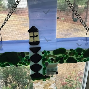 Glass Cross, Home Decor, North Carolina Coast, Cape Lookout, Hand-made, Cheerful, Wall Hanging, Gift, Fun, Window Art
